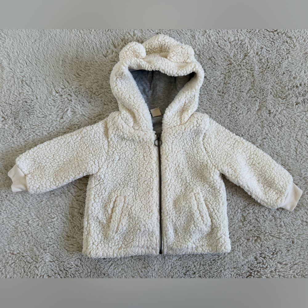 Tucker + Tate White Sherpa Jacket - 12 months